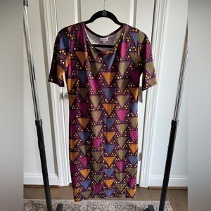 LuLaRoe Julia Multicolor Triangle Midi Dress